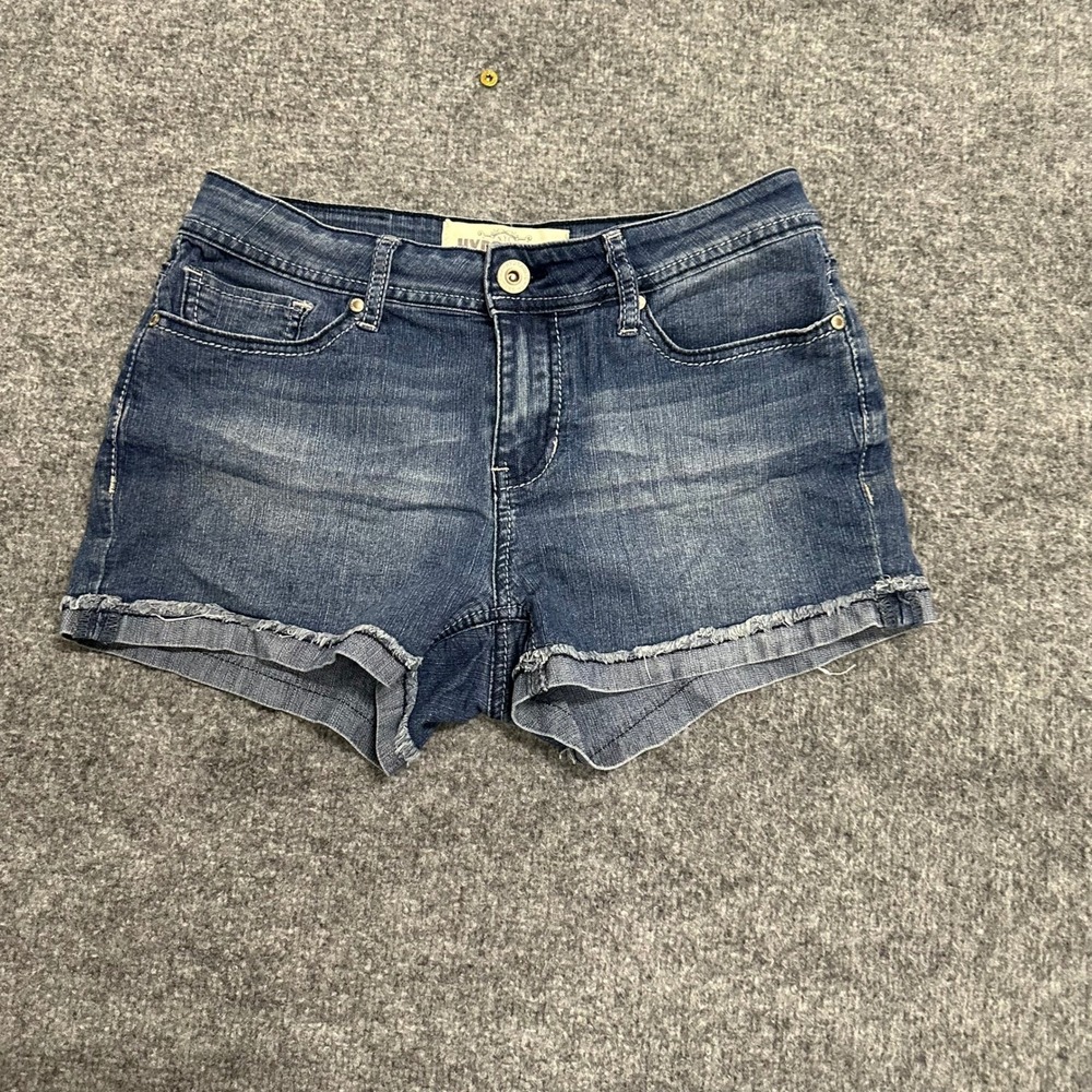 Hydraulic Denim Shorts Womens Size 8 Blue Nolita Fleur De Lis Stretch Cutoff